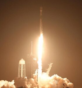 Intuitive Machines' Odysseys lunar lander launched last Thursday aboard the SpaceX Falcon 9 rocket, which took off at 1:05 a.m. EST from NASA’s Kennedy Space Center in Cape Canaveral, Florida. Gregg Newton/AFP via Getty Images